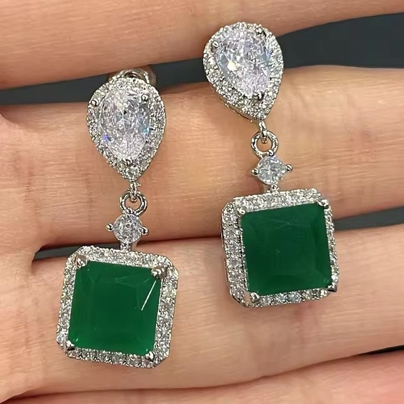 Jewelry - Green Dangle Earrings for Women